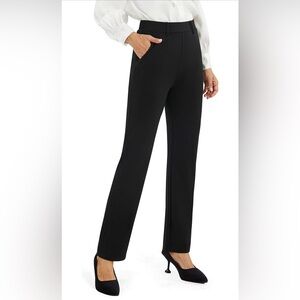 Afitne Stretchy Black Dress Pants, Size L - Comfortable & Versatile